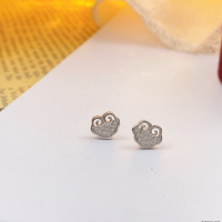 wholesale S925 Sterling Silver Chic and Versatile Maker-style Earrings with Auspicious Cloud and Diamond Inlay, Perfect Gift for Girlfriend-Everything Goes Well Earrings 925 Silver