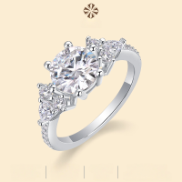 wholesale S925 Sterling Silver Encounter Ring Moissanite Luxury Set 2 Carat Ring Cross-border Temu Hot Selling New Style Factory Wholesale-Moissanite 2 carats US 9