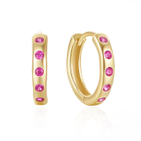 wholesale S925 Sterling Silver Classic Daily Wear Zircon-encrusted Hoop Ear Cuff Earrings,-Gold-Rose Red Diamond 925 Silver