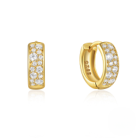 wholesale 925 Sterling Silver Geometric Zircon-studded Ear Hoops, Ear Clasps, Earrings, European And American Classic Hot-selling Ins Minimalist Style-Gold #1