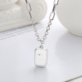 wholesale S925 Sterling Silver Korean Fashion Trendy Street Style Chunky Chain Cube Cuboid Pendant Choker Necklace-0-0