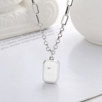 wholesale S925 Sterling Silver Korean Fashion Trendy Street Style Chunky Chain Cube Cuboid Pendant Choker Necklace-YL206/approx. 9.7g 925 silver