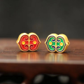 wholesale Antique gold enamel clover bead spacer small hole sand gold matching beads DIY bracelet accessory-0-12