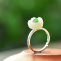 wholesale Sterling silver with certificate Hetian jade ring,-0-0
