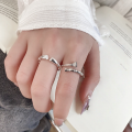 wholesale S925 Sterling Silver Retro Vintage Lotus Root and Pod Head Pastoral Style Matching Couple's Rings with Adjustable Open Design-0-2