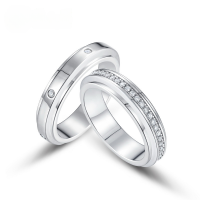 wholesale S925 Sterling Silver Korean and Japanese New Light Luxury Jewelry Minimalist Geometric Unisex Couple Moissanite Rings Wholesale-Men's HK11#