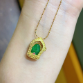 wholesale S925 silver gold-plated natural A-grade jade pendant necklace with gourd and butterfly design-0-17
