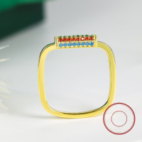 wholesale 925 Silver Full-Square Diamond European and American Style Wholesale Ring, Personalized Fashion Ring, Non-Fading Niche Design Band-14K Gold US Size 7