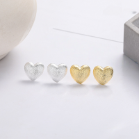wholesale S925 Sterling Silver Heart Brush Finish Ear Studs for Women, Korean Style Elegant Ear Piercing Earrings with a Premium Feel-YR525 bright silver: about 1.4 grams 925 silver