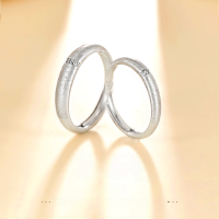 wholesale 925 Sterling Silver Brushed Matte Couple Rings, Minimalist and High-End Ins Style Plain Bands for Qixi Festival Gift-Couple Rings/Approx. 3.94g&gt;PR003759