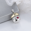 wholesale S925 Sterling Silver Retro Ornate Luxury Pink Zircon One-Eyed Pirate Cat Graffiti Trendy Pendant-0-0