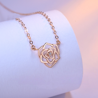 wholesale 925 Sterling Silver Rose Flower Necklace for Women, Minimalist Small Batch Design Floral Collarbone Chain, New Trendy Summer Collection-Rose Necklace (Gold-plated Copper)