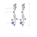 wholesale 925 Sterling Silver Natural Gemstone Earrings, High-End Design Light Luxury Jewelry Accessories Natural Amethyst Ear Studs and Drops-0-0