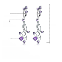 wholesale 925 Sterling Silver Natural Gemstone Earrings, High-End Design Light Luxury Jewelry Accessories Natural Amethyst Ear Studs and Drops-Green Agate 925 Silver