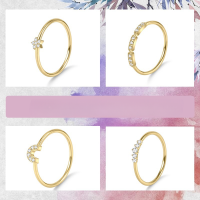 wholesale S925 Sterling Silver Cold-Toned Geometric Star Ring with Moissanite from the Golden Dawn Series-Small Moissanite Ring 3 US size 8 (Domestic size 17)