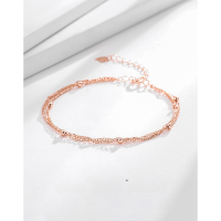 wholesale S925 Sterling Silver Small Luxury Design Three Lives Three Worlds Bracelet for Women, Beaded Rose Gold Double Layer Jewelry Wholesale-Three Lives, Three Worlds Bracelet - White Gold &gt; S925 Silver - Chain Length 17cm+4cm