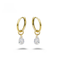 wholesale 9K Gold Art Li Jewelry K-Gold Earrings Jennie Same Style Fashion Versatile Mini Floating Teardrop Zircon Ear Cartilage Hoops-0-0