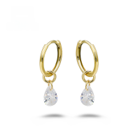 wholesale 9K Gold Art Li Jewelry K-Gold Earrings Jennie Same Style Fashion Versatile Mini Floating Teardrop Zircon Ear Cartilage Hoops-9K gold earring (single) with inner diameter of 6.5mm 9K