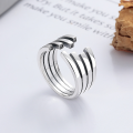 wholesale S925 Sterling Silver Irregular Multi-Layer Line Open Ring Fashion Commuting Trend Euro-American Style Index Finger Ring-0-0