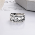 wholesale S925 Sterling Silver Heavy Work Geometric Twisted Ring Adjustable Index Finger Ring Live Stream Supply-0-4