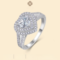 wholesale 925 Sterling Silver Cross-Border Classic Fashion Heart-Shaped Simulated Diamond Exaggerated Moissanite Ring, High-Quality Non-Fading-0-0