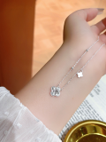 wholesale 999 Pure Silver Butterfly Tassel Four-Leaf Clover Necklace for Women, Small Batch Design, High-End Feel, Light Luxury Collarbone Chain, Gift for Girlfriend-0-14