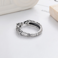 wholesale S925 Sterling Silver Chinese Zodiac Majestic Double Dragon Head Design Open Ring Retro Dragon Soaring and Tiger Leaping Chinese Style Ring-0-2