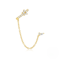 wholesale S925 Sterling Silver Marquise Zircon Four-pointed Star Drop Earrings With Petal Zircon Accents-Single gold #2 925 silver