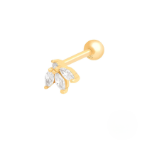 wholesale S925 Sterling Silver Marquise Zircon Petal Piercing Thread Ear Stud For Women,ins。-Single gold