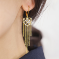 wholesale S925 Sterling Silver bfashion Wholesale Earrings for Women, Versatile Light Luxury Hollow Heart Earrings with Tassel Net-0-3