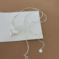wholesale 925 Sterling Silver Brushed Matte Large Heart Pendant Necklace for Women, Korean Summer New Arrival, Minimalist High-End Collarbone Chain-0-4