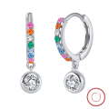 wholesale S925 Sterling Silver Multi-Color Zircon Floral Hoop Earrings, Luxury Cute Earrings Direct from Manufacturer-0-64