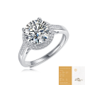 wholesale S925 Silver Versatile Round Ring for Women, Fade-Resistant with Exquisite Craftsmanship, Fully Set with Adjustable Moissanite Band-0-10