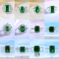 wholesale S925 Sterling Silver Live Stream Hit Women's Ring, Ins Style with Inlaid High-Carbon Diamond Ice-Cut Emerald, Ready for Wholesale-FDJZ-117-Emerald No. 6