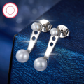 wholesale S925 Sterling Silver Pearl Earrings, Fashionable and Sweet Niche Design, Retro Two-Way Wearable Earrings for Valentine's Day Gift Accessories-0-1