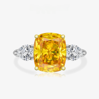 wholesale S925 Sterling Silver, High-End Simulated Diamond 10*12 Wedding Ring, High Carbon Diamond 4 Carat Round Bottom Bezel Setting for Women-Yellow 10*12【R-0884】 8