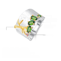 wholesale Original design new Chinese-style gemstone ring in S925 sterling silver with natural diopside, topaz, and amethyst-0-0