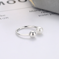 wholesale S925 silver Korean-style trendy luxury round pearl unique creative design open ring-0-2