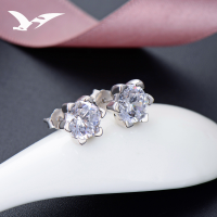 wholesale S925 Silver Korean Style New Hexagonal Flower Zircon Earrings for Women, Best Friend Gift, Wholesale Silver Jewelry-Earrings-Not with Tremella Plugs 925 Silver