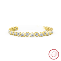 wholesale S925 Sterling Silver 4mm Heart-shaped White Zircon Cast Tennis Bracelet Light Luxury Accessory-Platinum, bracelet length: 16.5cm, weight: 9.95g 925 silver