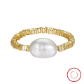 wholesale S925 Sterling Silver Cloud-Pull Jewelry Elastic Crushed Silver Cultured Single Freshwater Pearl Ring-0-0