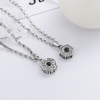 wholesale [Pure Silver] Yun Chao Xuan S990 Vintage Style Eight Trigrams Pattern Lotus Flower Design Intricately Carved Ethnic-inspired Small Pendant-YP135M/B single pendant approx. 6.5g  99 silver