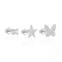 wholesale 925 Sterling Silver Geometric Star And Moon Zircon-pearl Earring Set, Hot-selling In Europe And America-3-piece set - Platinum #10 925 silver