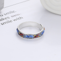 wholesale S925 Sterling Silver Retro Vintage Drip Glaze Colored Enamel Elephant with Auspicious Meaning Relief Pattern Ancient Style Adjustable Ring-0-1