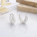 wholesale S925 Sterling Silver Etched Floral Basket-style Ear Clasps, Delicate and Versatile Earrings for a Sweet, Elegant Look-0-2