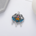 wholesale S990 Silver Retro Enamel Dragon and Phoenix Auspicious Fortune Character Peace Lock Pendant Ethnic Style Versatile Accessory-0-1