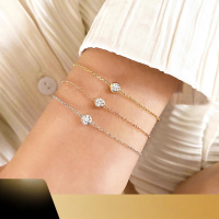 wholesale 18k Gold Five-Diamond Bubble Diamond Gold Bracelet for Women, Au750 Lab-Grown Diamond Bracelet Gift-Single diamond 15 points