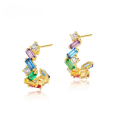 wholesale S925 Sterling Silver with Colorful Zircon New Fashion Popular Rainbow Earrings for Women, Personalized and Elegant, Drop Shipping Available-0-0