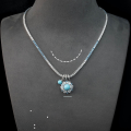 wholesale 925 Silver Gold-Plated Pendant Chain with High-Carbon Diamond, Turquoise Cabochon, and Luxurious Floral Design, Versatile Jewelry for Women-0-1