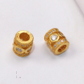 wholesale S925 Gold-Plated Full Diamond Turning Bead Spacer Semi-Finished DIY Jewelry Crystal Jewelry Bracelet Necklace Accessories-0-7